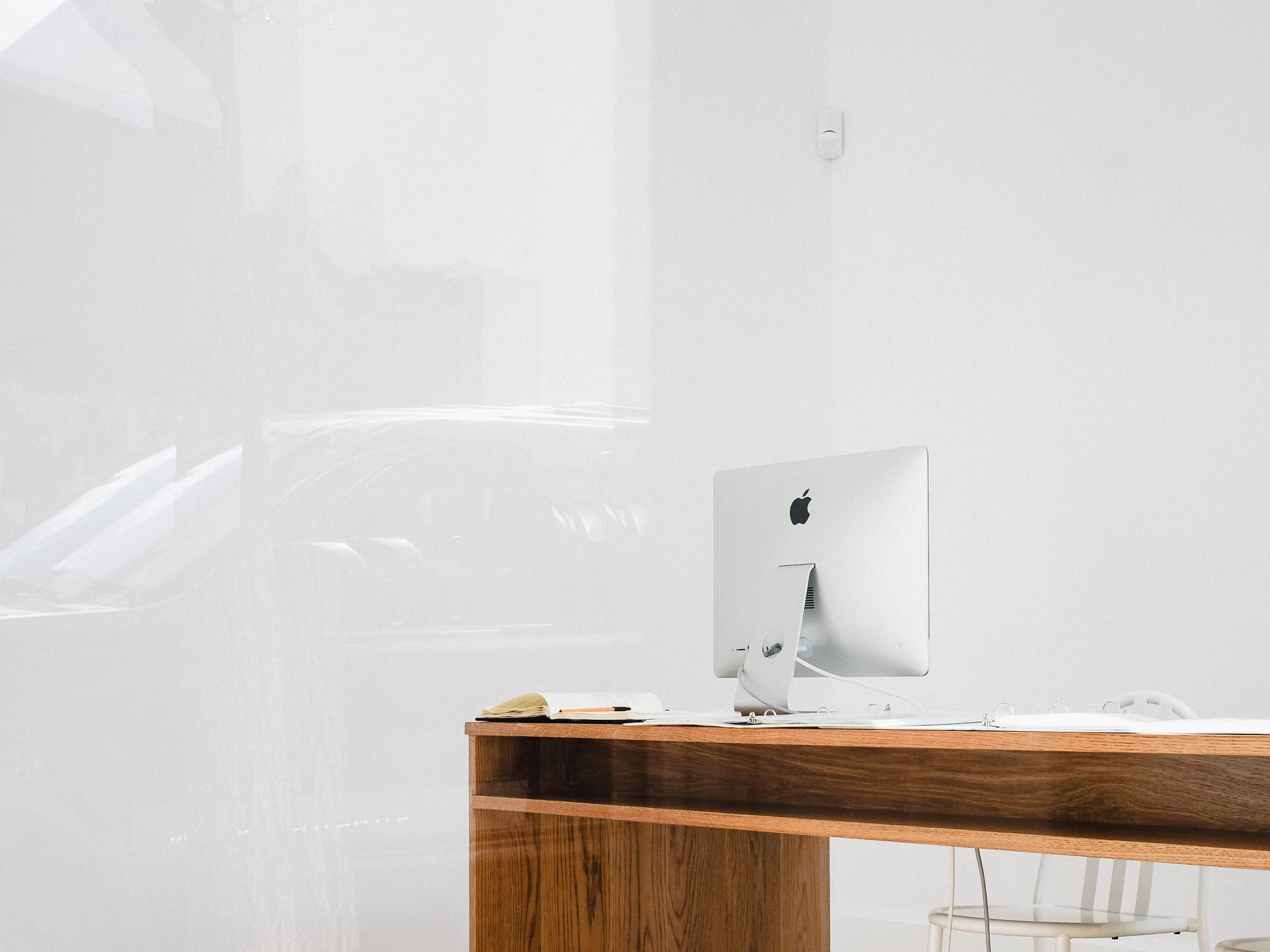 Mac computer on desk